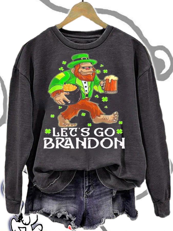 Let's Go Brandon Bigfoot Laprechaun Irish Flag Luck T-Shirt t-shirt sweatshirt