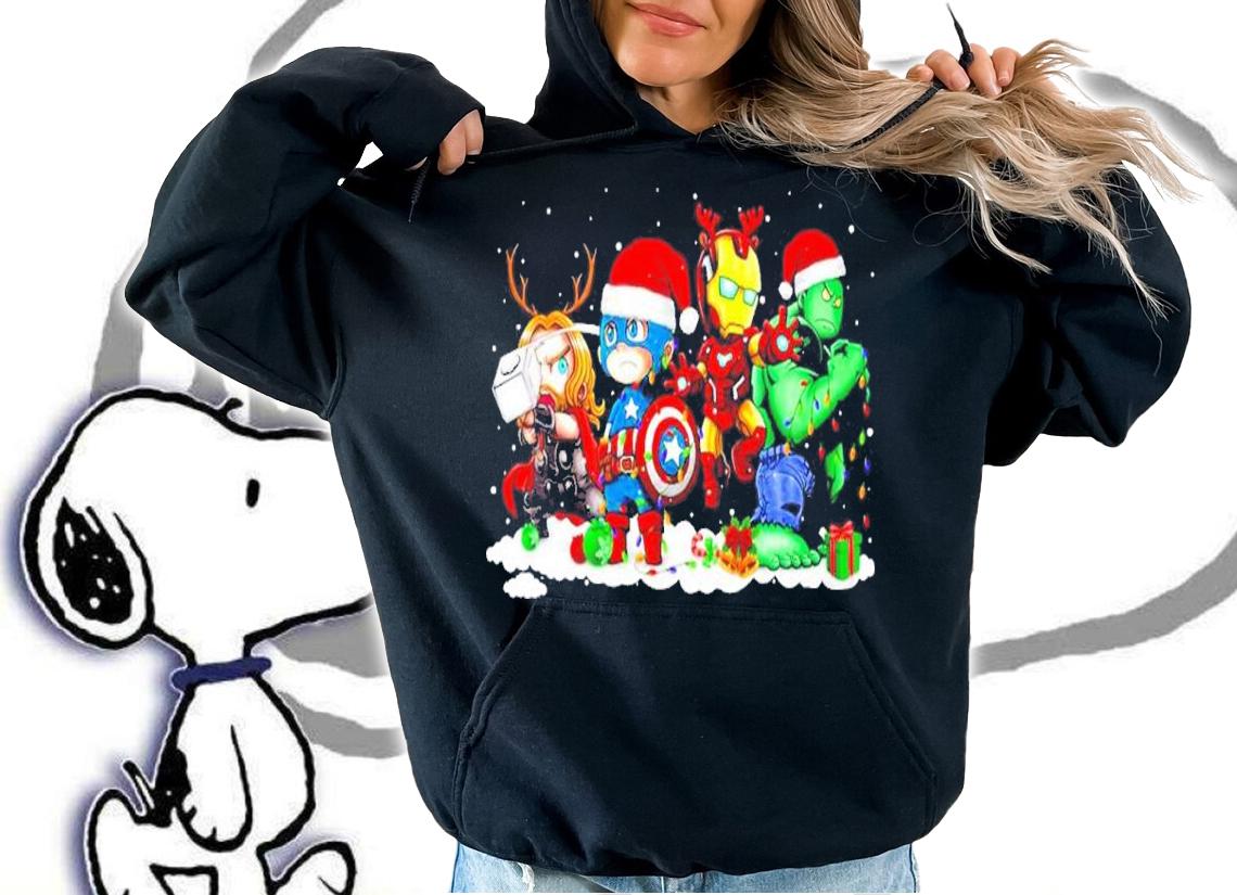Marvel Character Avengers Super Chibi Santa Christmas Shirt t-shirt hoodie