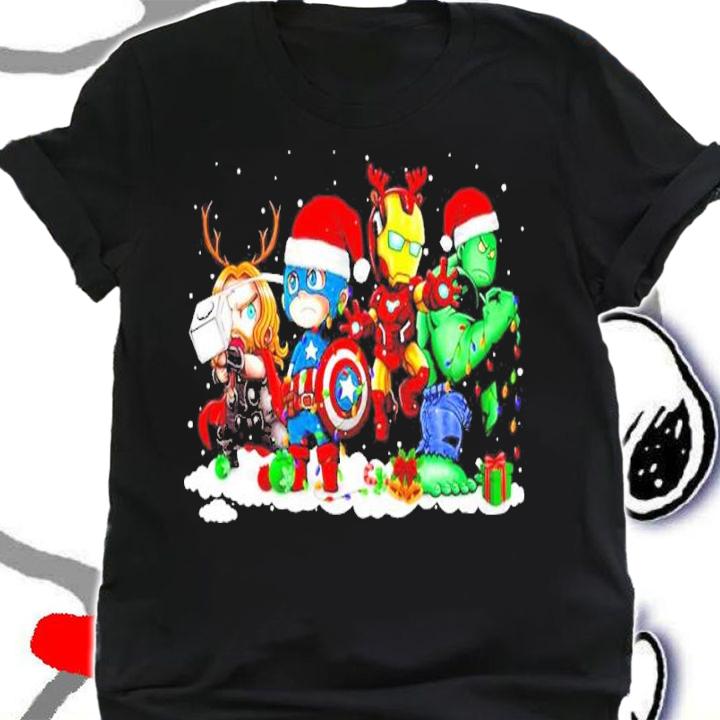 Marvel Character Avengers Super Chibi Santa Christmas Shirt t-shirt shirt