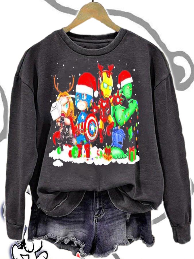 Marvel Character Avengers Super Chibi Santa Christmas Shirt t-shirt sweatshirt