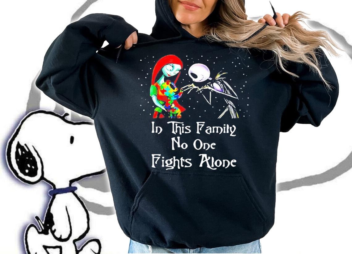 Sally and Jack Skellington in this family no one fights alone shirt t-shirt