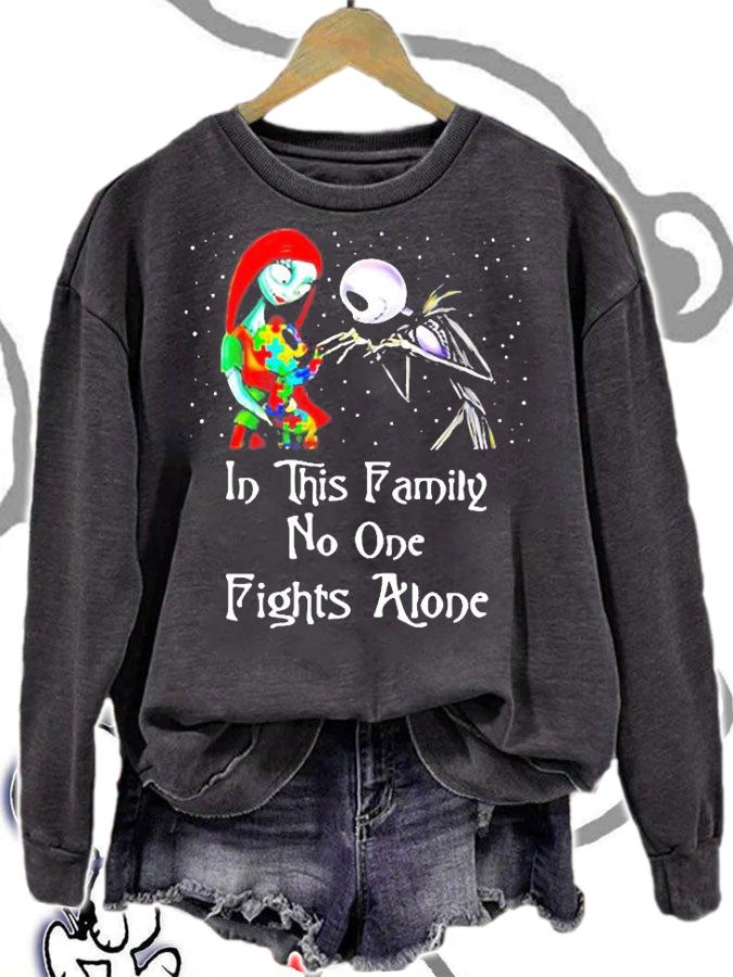 Sally and Jack Skellington in this family no one fights alone shirt t-shirt