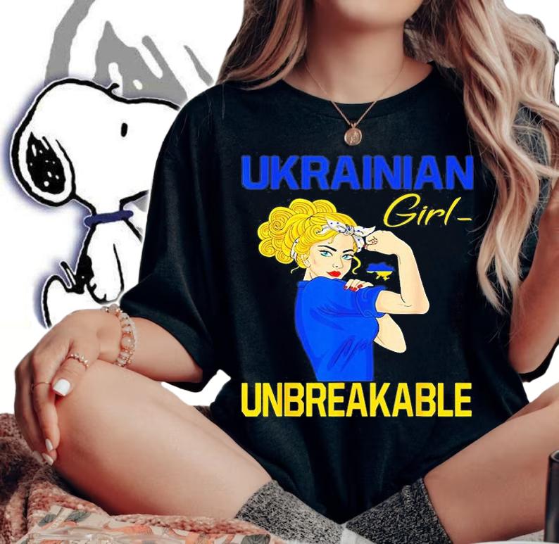 Ukraine Girl Ukrainian Girl Flag Messy Bun Ukraine Women Peace Ukraine T-Shirt t-shirt woman shirt