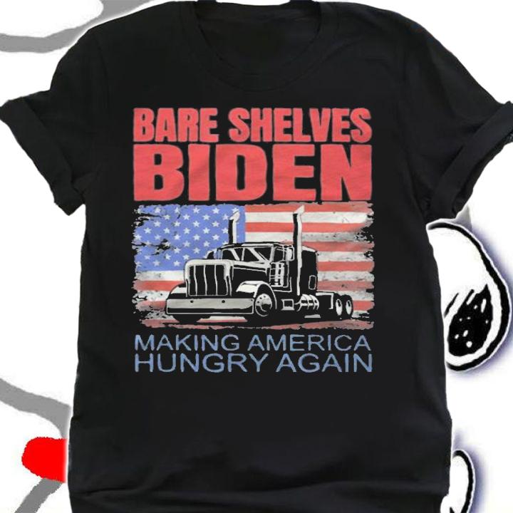 New Design bare Shelves Biden Making America Hungry Again USA Flag Vintage T-Shirt t-shirt