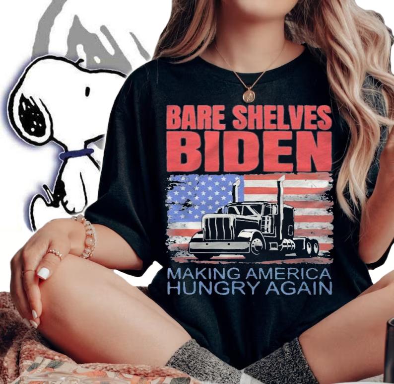 New Design bare Shelves Biden Making America Hungry Again USA Flag Vintage T-Shirt t-shirt