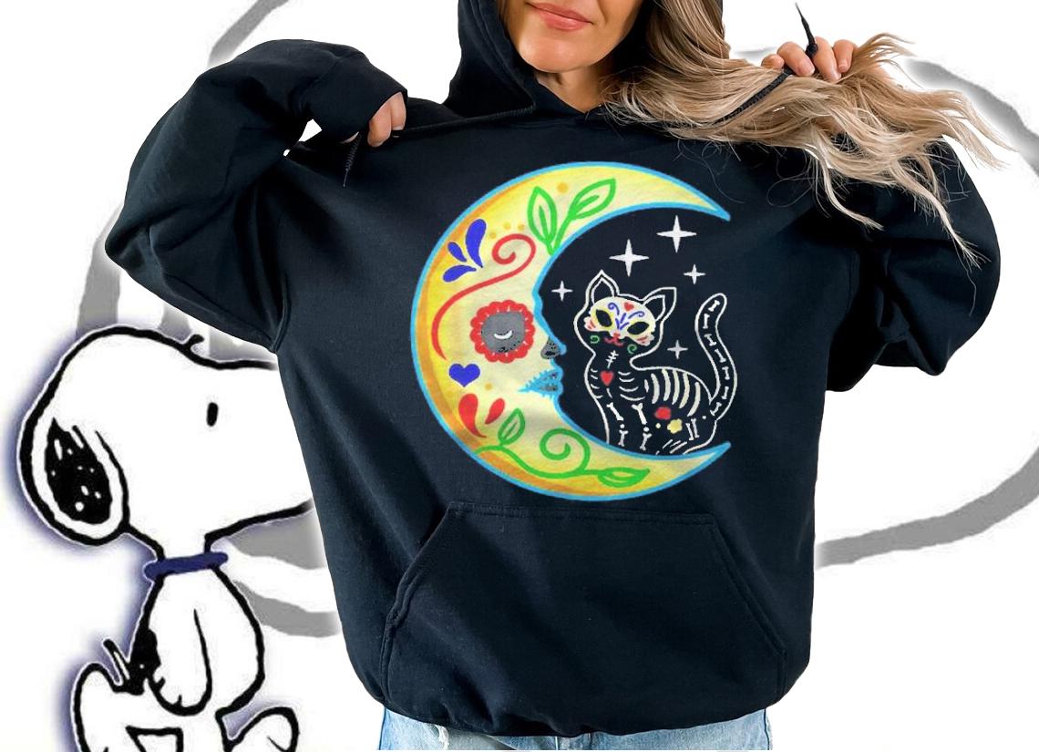 Sugar Skull Cat Moon Day Of The Dead Essential Shirt t-shirt