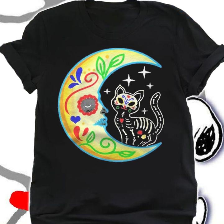 Sugar Skull Cat Moon Day Of The Dead Essential Shirt t-shirt