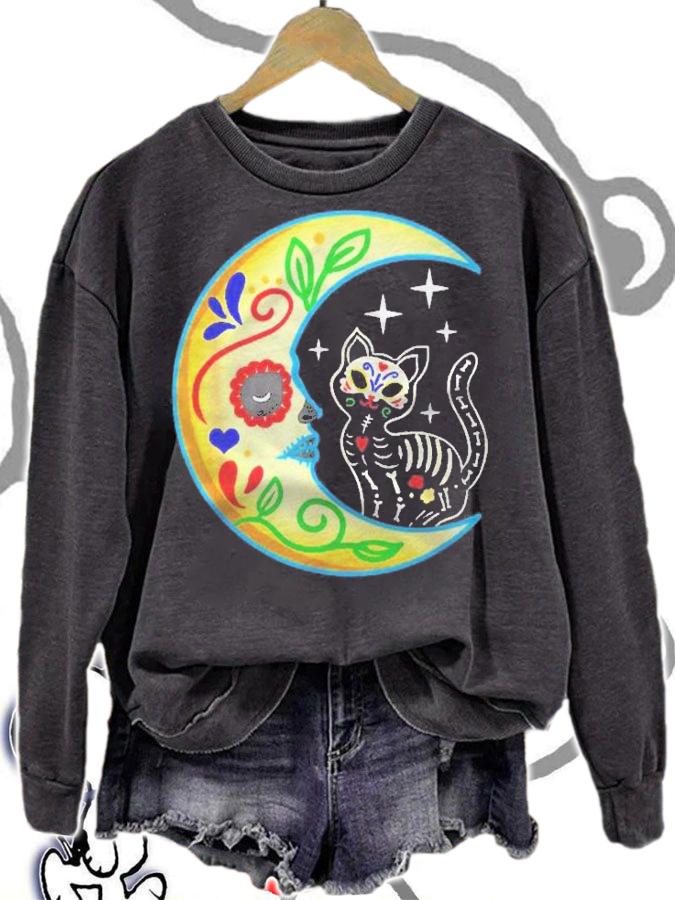 Sugar Skull Cat Moon Day Of The Dead Essential Shirt t-shirt