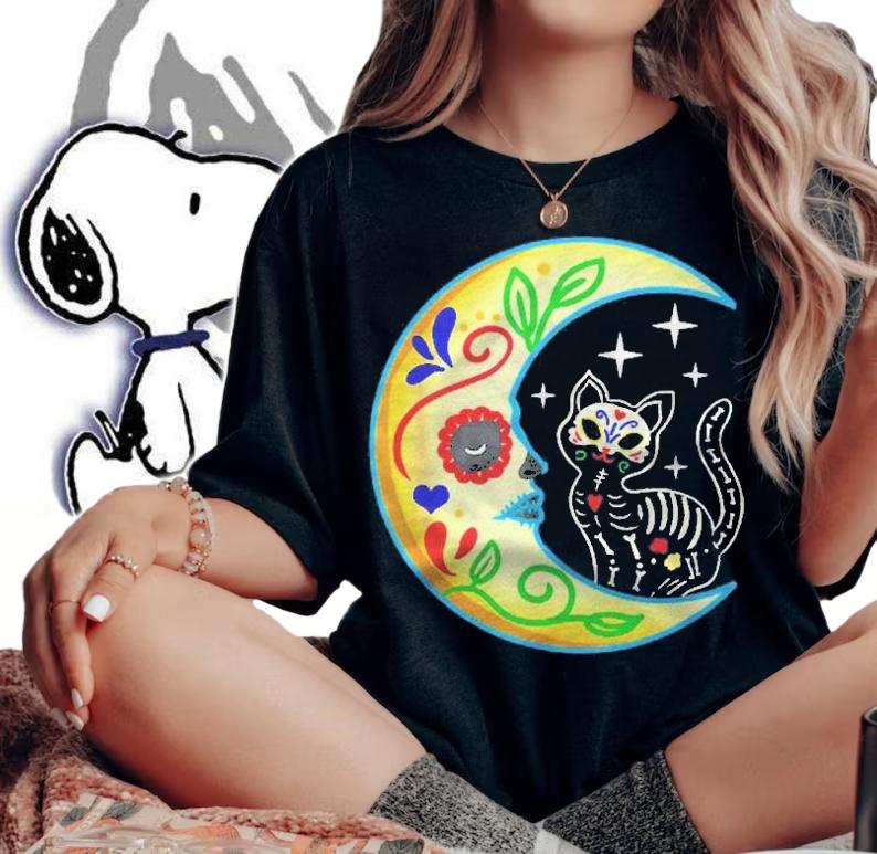 Sugar Skull Cat Moon Day Of The Dead Essential Shirt t-shirt