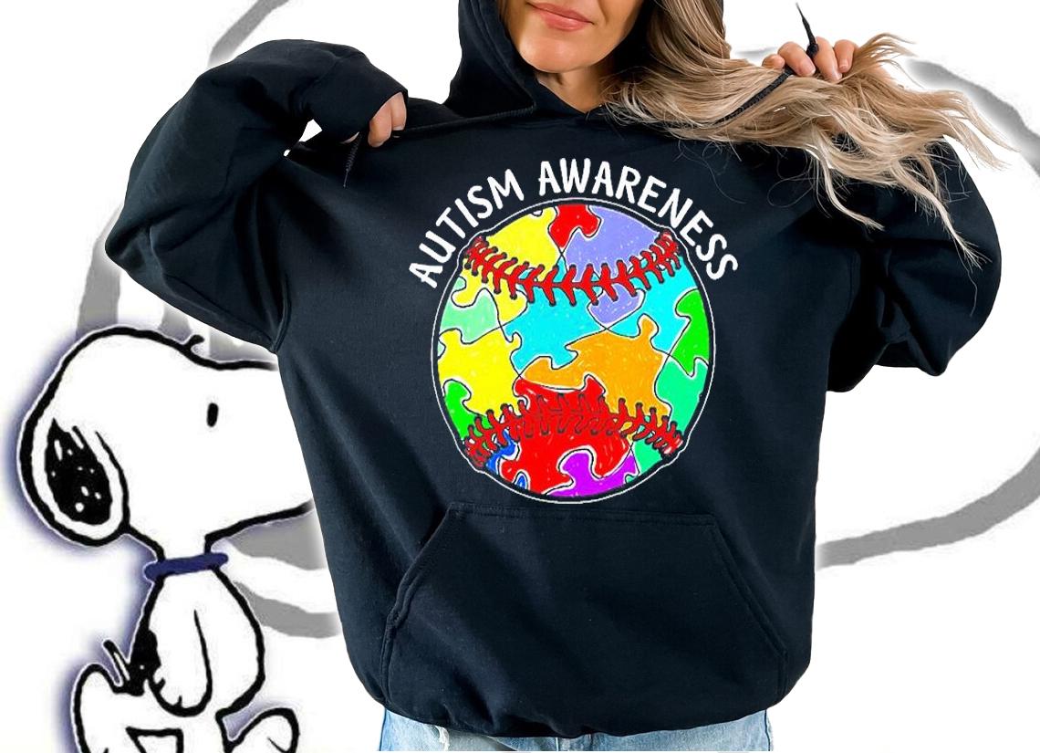 Puzzle Baseball Support Autism Awareness T-Shirt t-shirt
