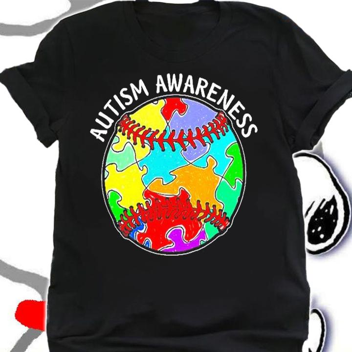 Puzzle Baseball Support Autism Awareness T-Shirt t-shirt