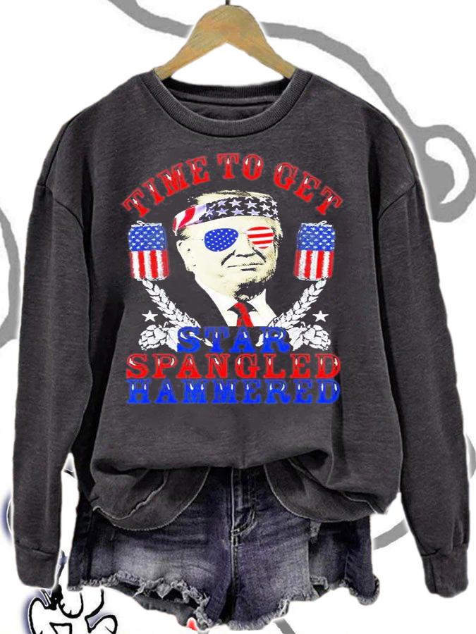 Time To Get Star Spangled Hammered, Donald Trump USA Flag T-Shirt t-shirt sweatshirt