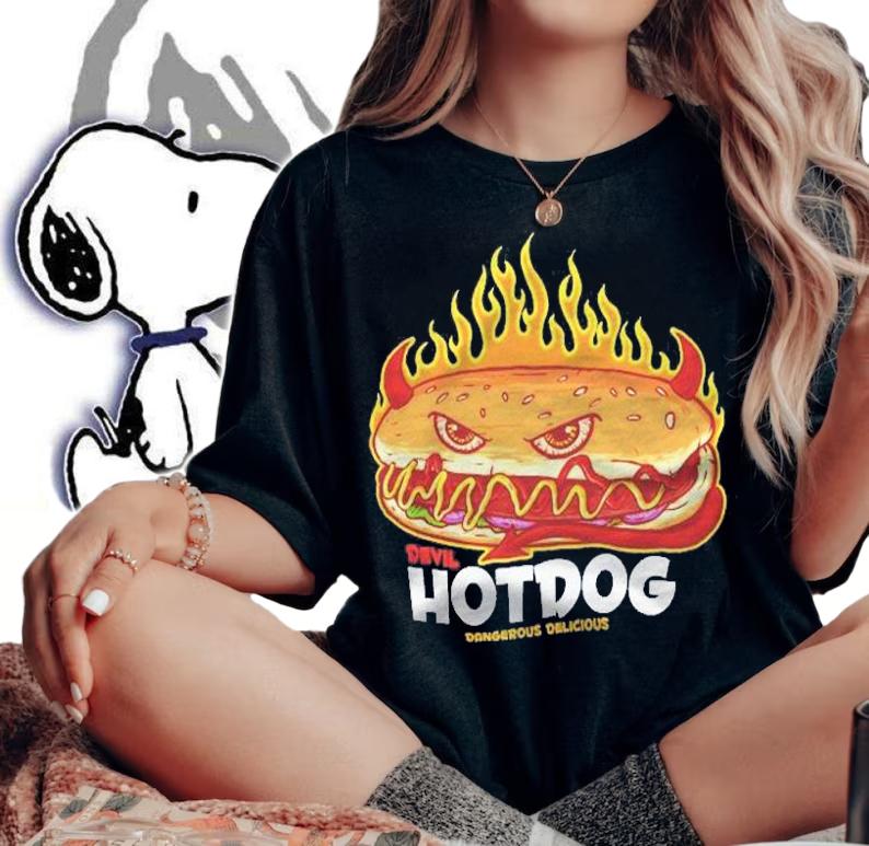 Hotdog Devil Hotdog Dangerous Delicious Shirt t-shirt woman shirt