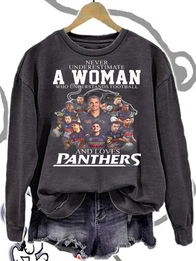 Penrith Panthers Never Underestimate A Woman Who Understands Football And Loves Panthers Signatures t-shirt sweatshirt