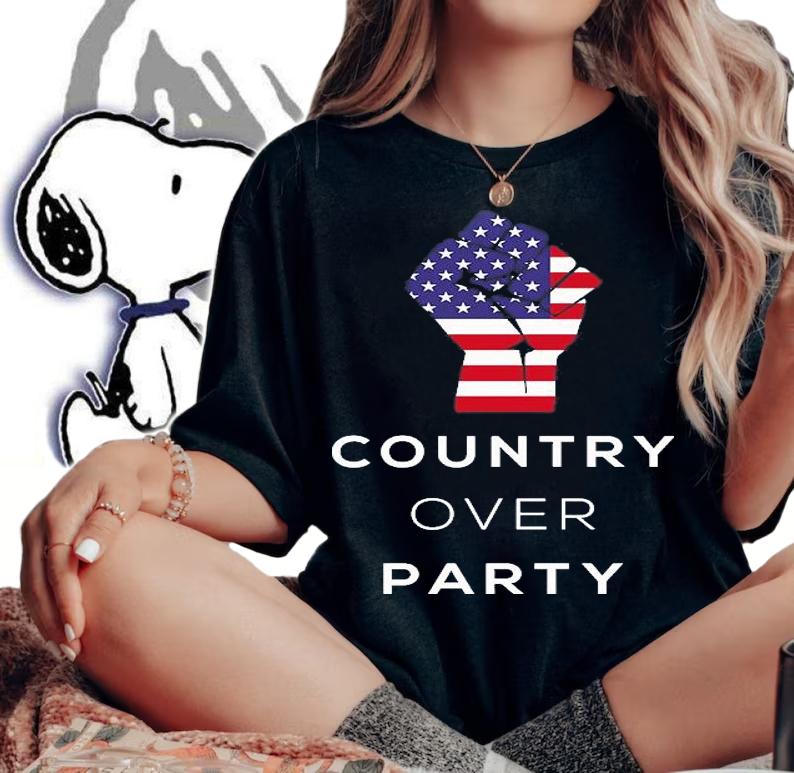 Country Over Party Fist USA Flag T-Shirt t-shirt woman shirt
