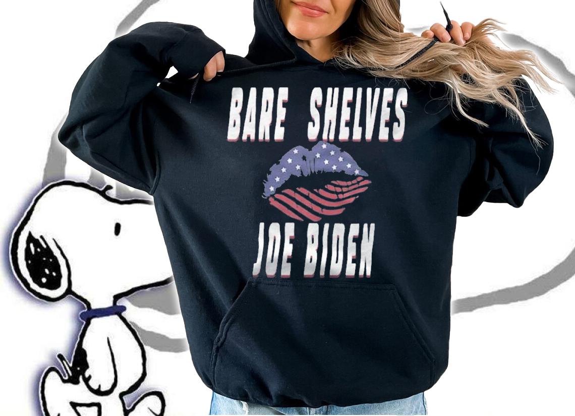 F Joe Biden bare Shelves Biden Funny Meme Lips USA Flag T-Shirt t-shirt