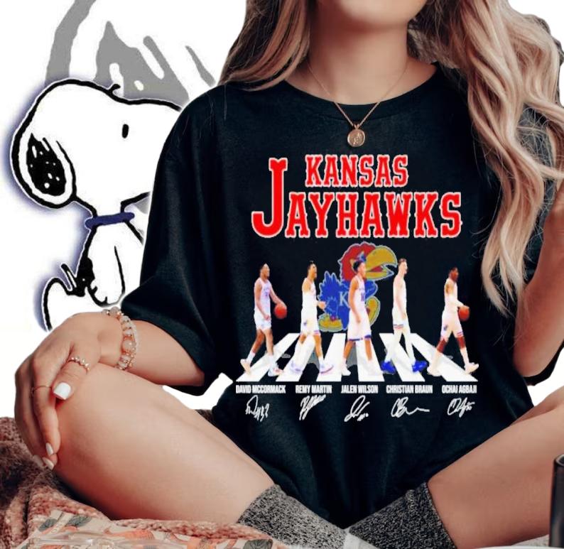 Kansas Jayhawks Basketball Team Abbey Road Signatures Shirt t-shirt woman shirt