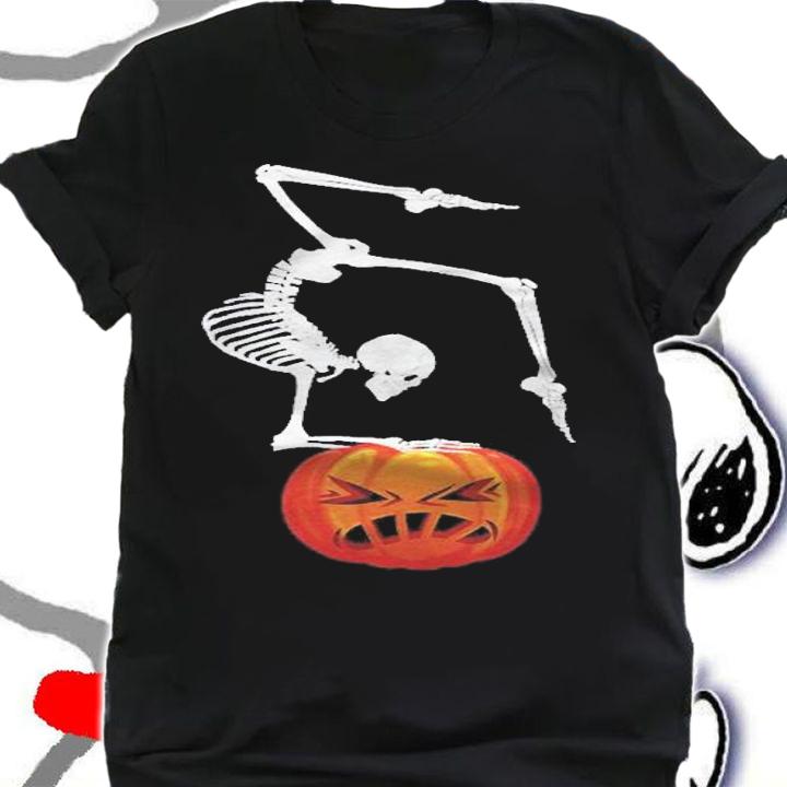 Funny Namaste Skeleton Yoga Skull Halloween Pumpkin Shirt t-shirt shirt