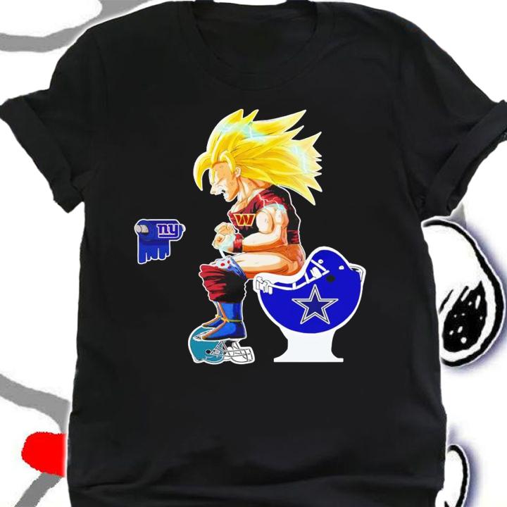 Son Goku Washington Commanders toilet on New York Giants Dallas Cowboys Philadelphia Eagles t-shirt