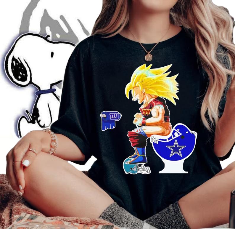 Son Goku Washington Commanders toilet on New York Giants Dallas Cowboys Philadelphia Eagles t-shirt