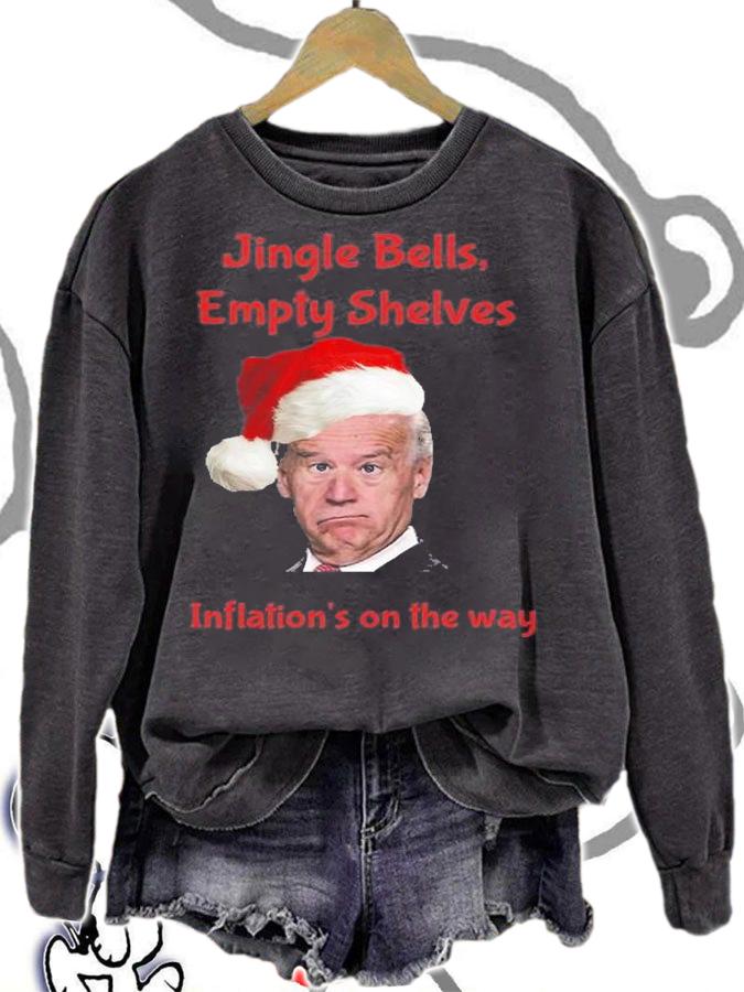 Jingle Bells Empty Shelves Inflation's On The Way Joe Biden Christmas T-Shirt sweatshirt