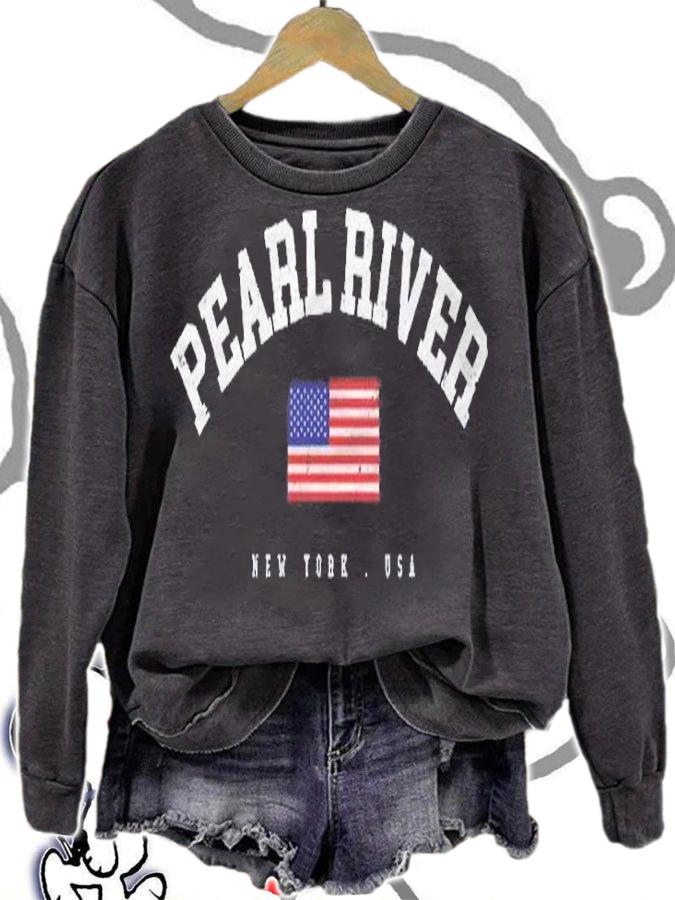 Pearl River Ny Retro American Flag Usa City Name Shirt sweatshirt