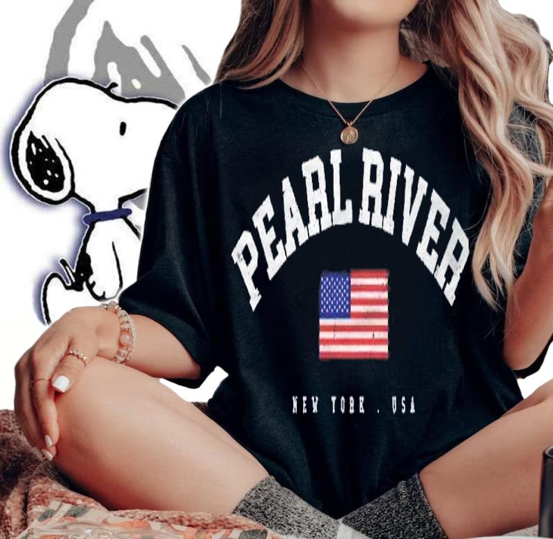 Pearl River Ny Retro American Flag Usa City Name Shirt woman shirt