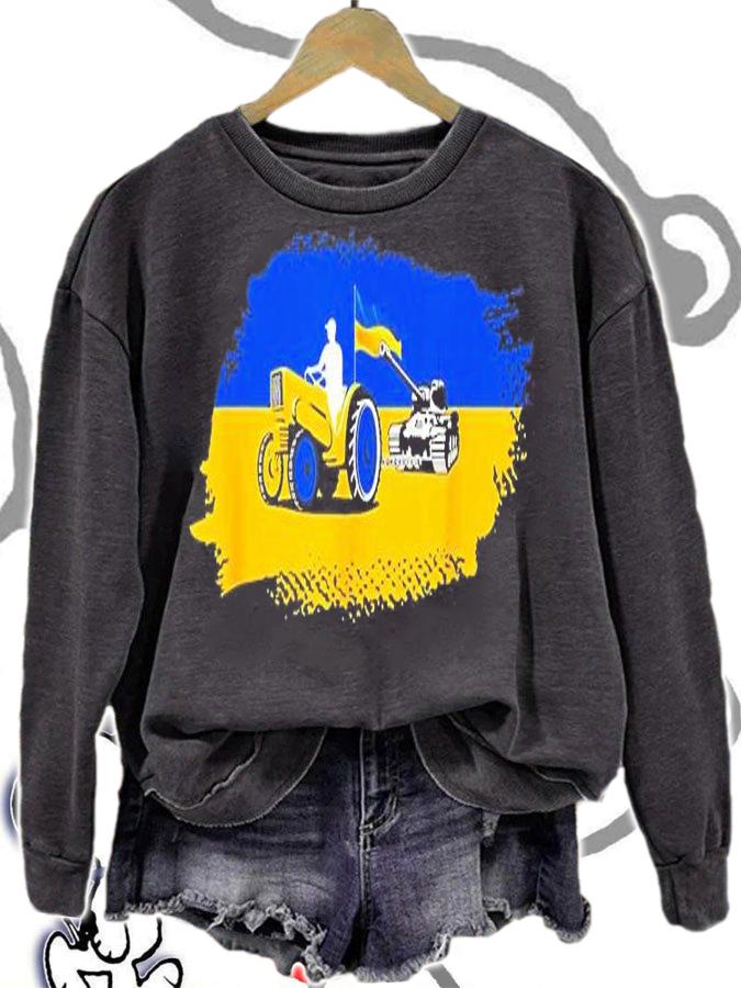 Stop Russian I Stand With Ukraine Ukrainian Farmer Steals Tank Ukraine Flag T-Shirt sweatshirt