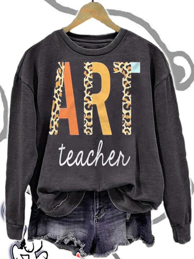 Leopard Art Teacher Cute Back To School Supplies Women shirt sweatshirt
