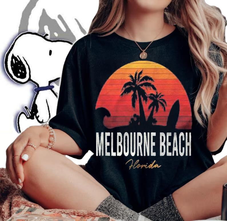 Melbourne Beach Florida Fl Palms Vacation Surf Sunset Shirt woman shirt