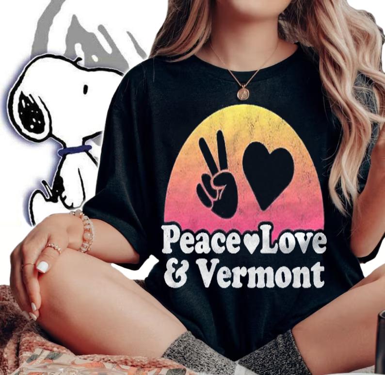 Peace Love And Vermont Vintage Retro shirt woman shirt