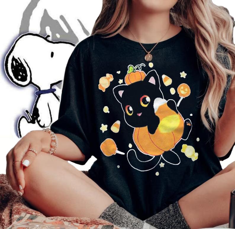 Pumpkin Cat funny T-shirt woman shirt