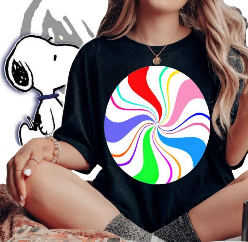 Round Rainbow Peppermint Candy shirt woman shirt