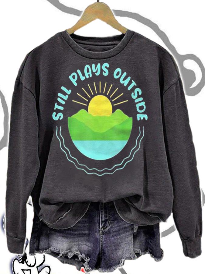 Still Plays Outside Funny Outdoors Mountains Lake Sun Shirt