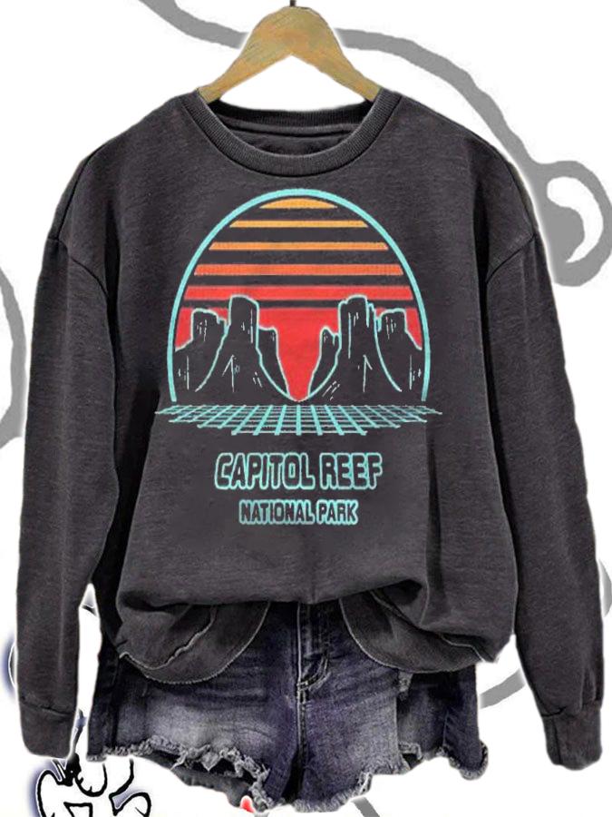 Capitol Reef National Park Retro Hiking Vintage 80S Style Shirt sweatshirt