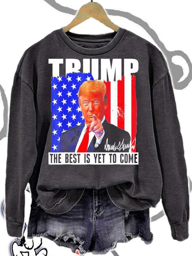 Donald Trump The Best Is Yet To Come American Flag Signature t-shirt