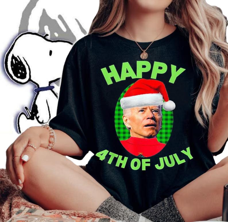 Happy 4th Of July Funny Christmas Xmas Joe Biden President T-Shirt woman shirt