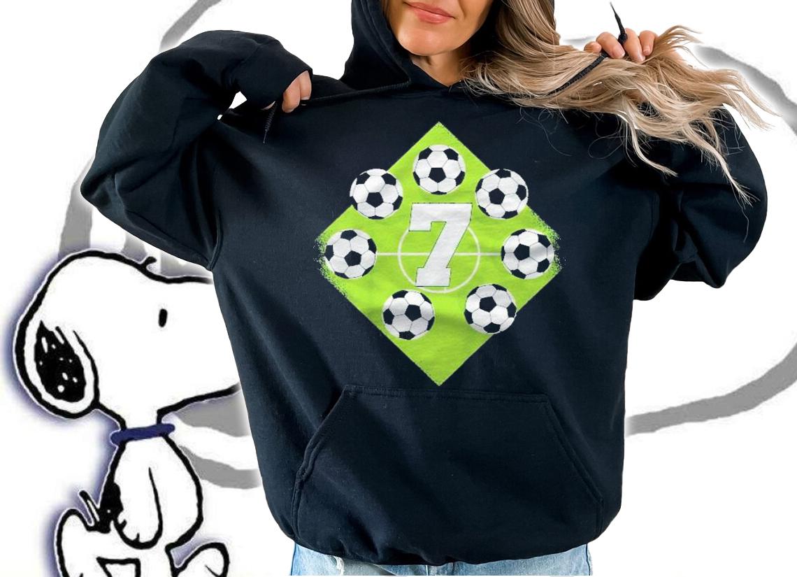 Kids 7Th Birthday Boy Football With Seven Balls Shirt hoodie