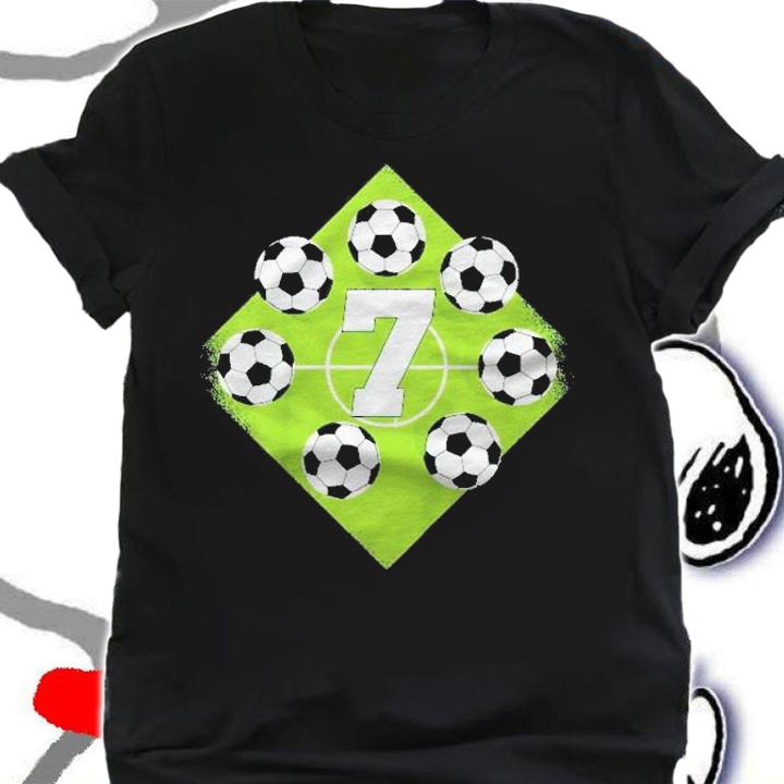 Kids 7Th Birthday Boy Football With Seven Balls Shirt shirt