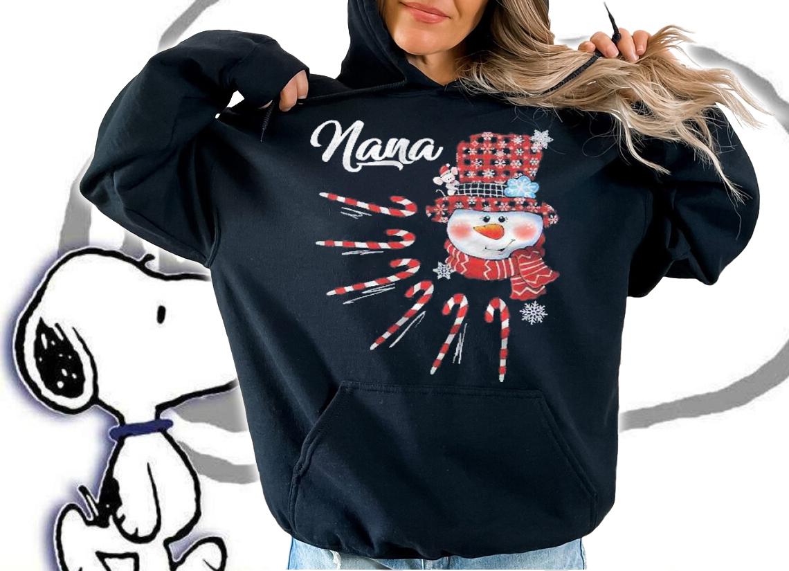Nana Snowman Candy Cane Christmas Red Plaid Hat Shirt