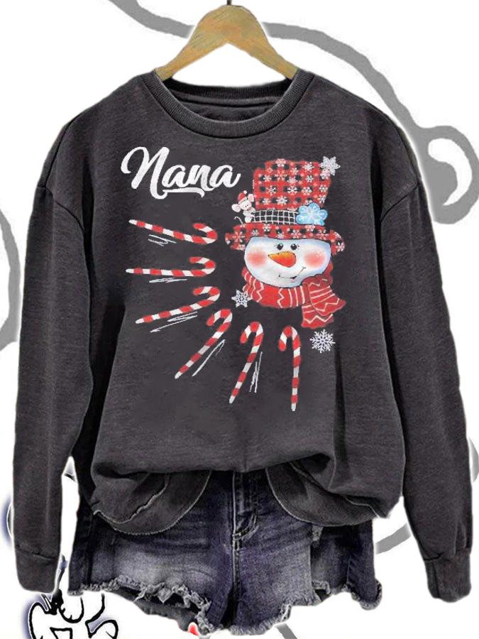 Nana Snowman Candy Cane Christmas Red Plaid Hat Shirt