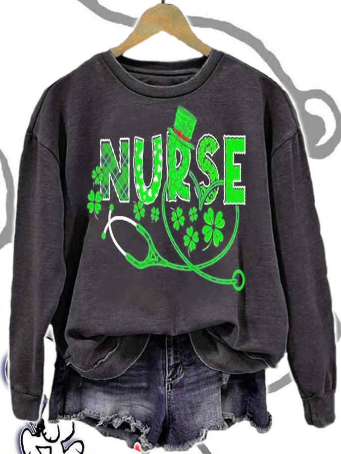 Nurse Shamrock Leaf Party Saint Shenanigan Clover Irishman T-Shirt sweatshirt