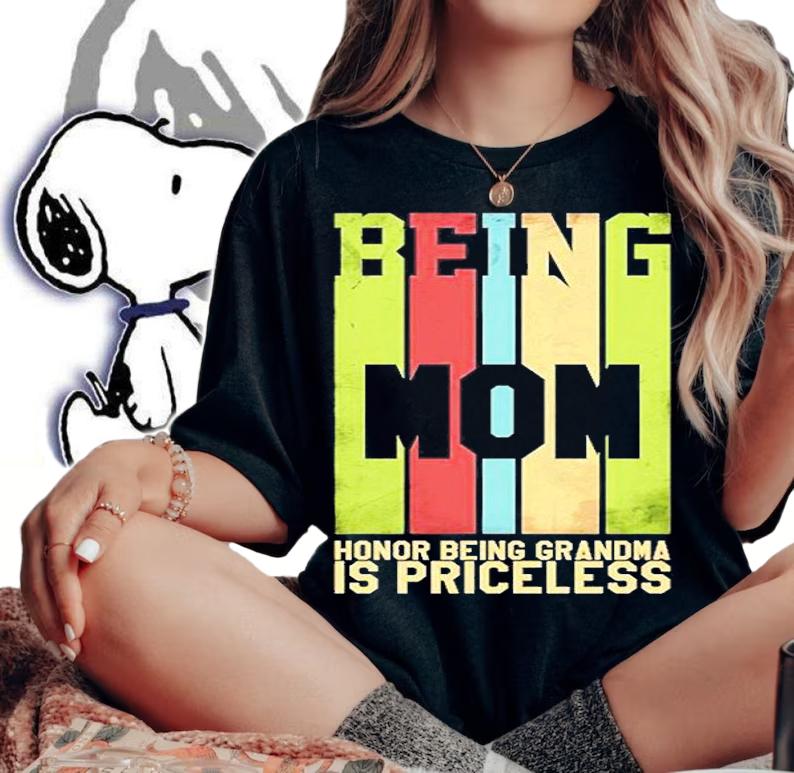 Retro Being Mom Is An Honor Being Grandma Is Priceless T-Shirt woman shirt