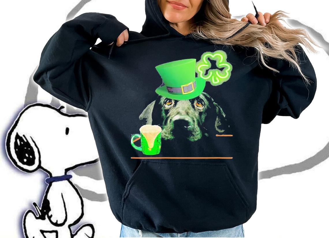 Womens Black Lab Shirt Shamrock Irish Dog Picture St. Patricks Day T-Shirt hoodie