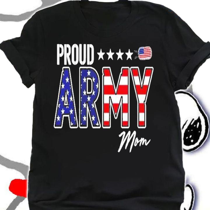 Womens Us Flag Proud Army Mom Shirt