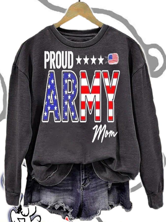 Womens Us Flag Proud Army Mom Shirt