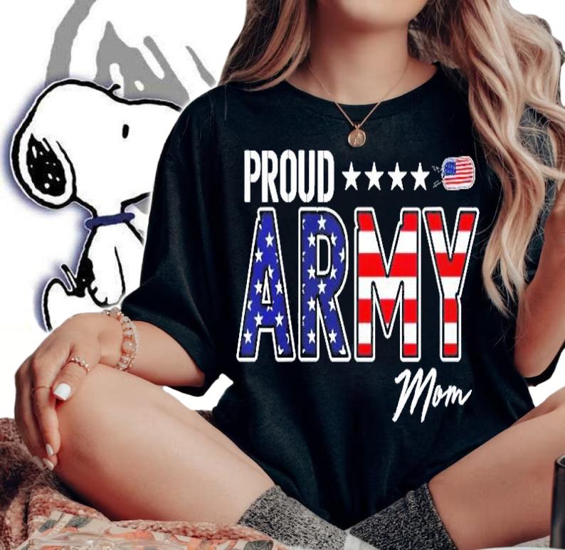 Womens Us Flag Proud Army Mom Shirt