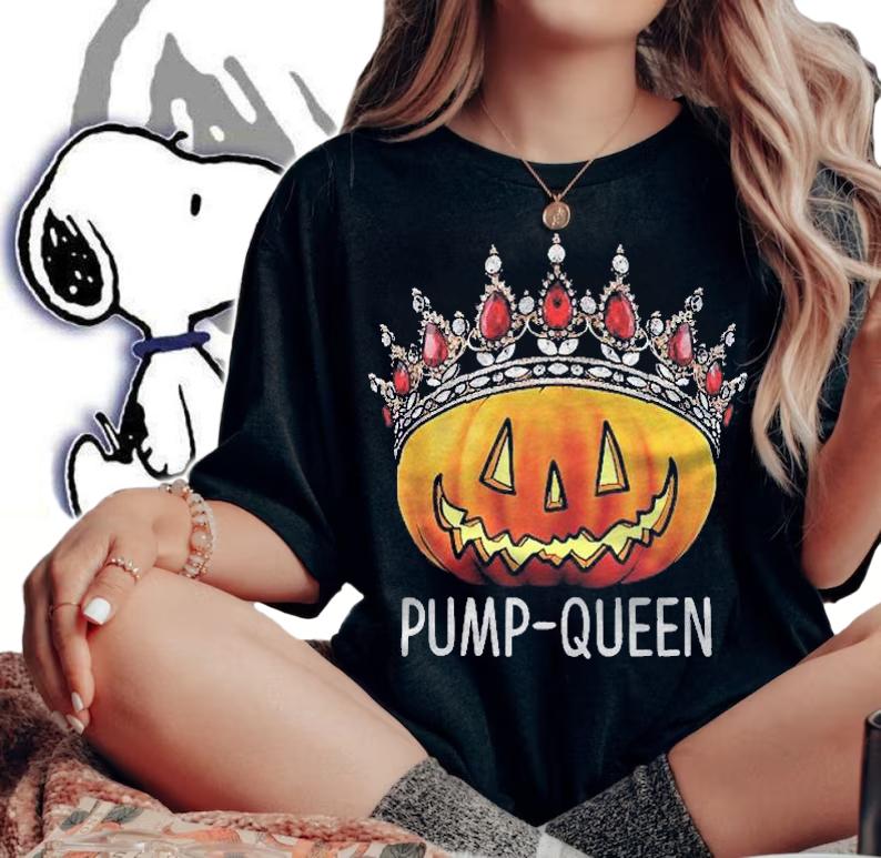 Pump Queen Graphic Funny Halloween Costume Pumpkin Queen Shirt woman shirt