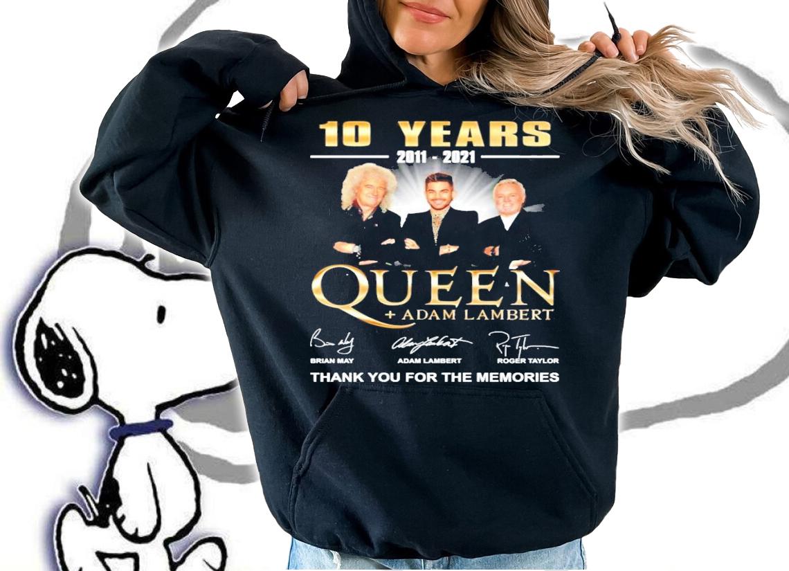 10 years 2011 2021 Queen Adam Lambert thank you for the memories t-shirt