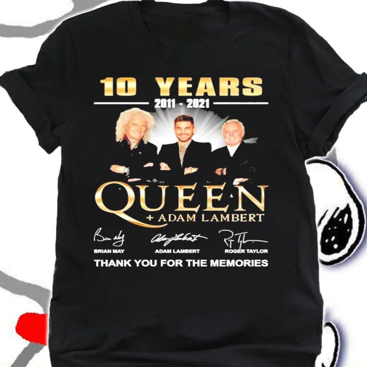 10 years 2011 2021 Queen Adam Lambert thank you for the memories t-shirt